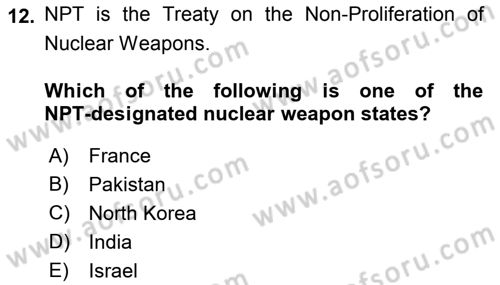 International Security Dersi 2021 - 2022 Yılı (Vize) Ara Sınav Soruları 12. Soru