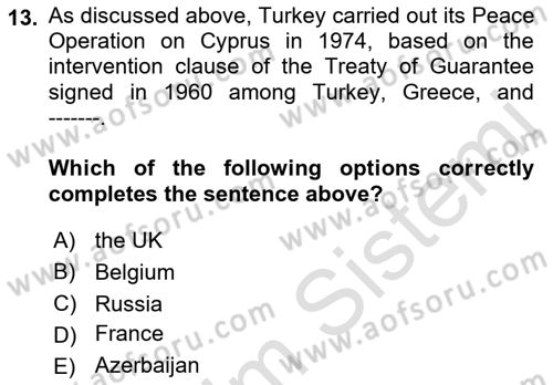 International Security Dersi 2021 - 2022 Yılı (Vize) Ara Sınav Soruları 13. Soru