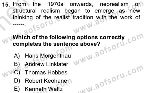 International Security Dersi 2021 - 2022 Yılı (Vize) Ara Sınav Soruları 15. Soru