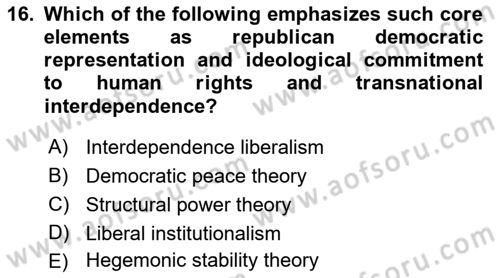 International Security Dersi 2021 - 2022 Yılı (Vize) Ara Sınav Soruları 16. Soru