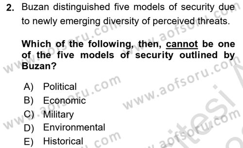 International Security Dersi 2021 - 2022 Yılı (Vize) Ara Sınav Soruları 2. Soru