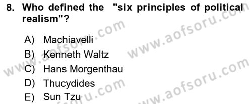 International Security Dersi 2021 - 2022 Yılı (Vize) Ara Sınav Soruları 8. Soru