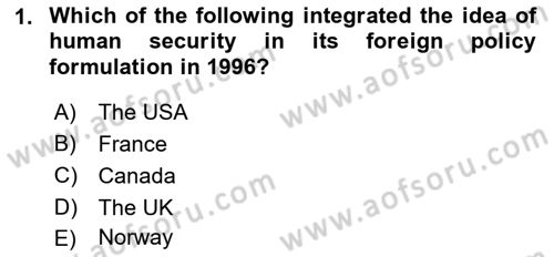 International Security Dersi 2021 - 2022 Yılı Yaz Okulu Sınav Soruları 1. Soru