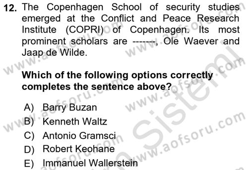 International Security Dersi 2021 - 2022 Yılı Yaz Okulu Sınav Soruları 12. Soru