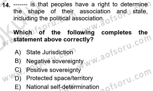 International Security Dersi 2021 - 2022 Yılı Yaz Okulu Sınav Soruları 14. Soru
