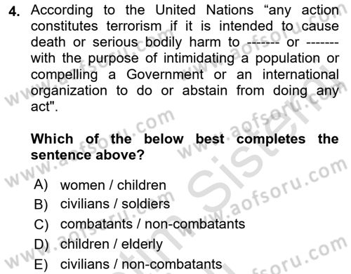 International Security Dersi 2021 - 2022 Yılı Yaz Okulu Sınav Soruları 4. Soru