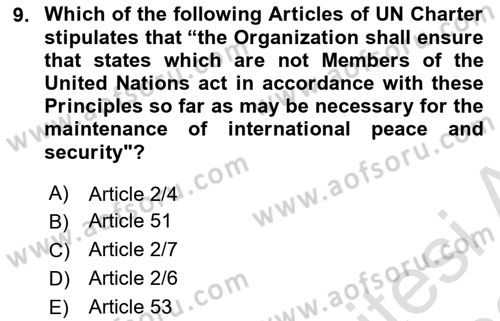 International Security Dersi 2021 - 2022 Yılı Yaz Okulu Sınav Soruları 9. Soru
