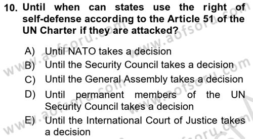 International Security Dersi 2022 - 2023 Yılı Yaz Okulu Sınav Soruları 10. Soru