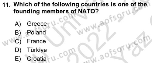 International Security Dersi 2022 - 2023 Yılı Yaz Okulu Sınav Soruları 11. Soru