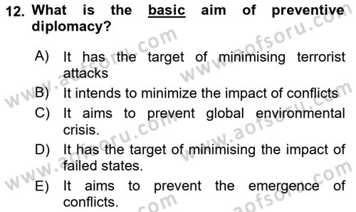 International Security Dersi 2022 - 2023 Yılı Yaz Okulu Sınav Soruları 12. Soru