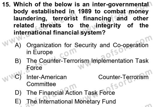 International Security Dersi 2022 - 2023 Yılı Yaz Okulu Sınav Soruları 15. Soru