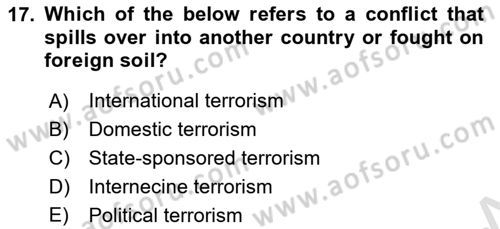International Security Dersi 2022 - 2023 Yılı Yaz Okulu Sınav Soruları 17. Soru
