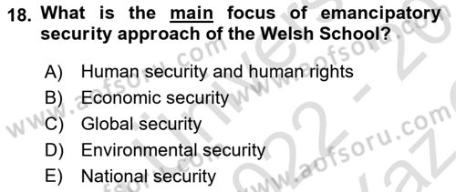 International Security Dersi 2022 - 2023 Yılı Yaz Okulu Sınav Soruları 18. Soru