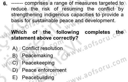 International Security Dersi 2022 - 2023 Yılı Yaz Okulu Sınav Soruları 6. Soru