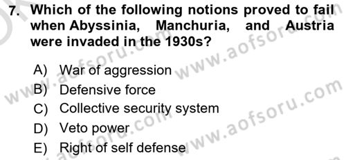 International Security Dersi 2022 - 2023 Yılı Yaz Okulu Sınav Soruları 7. Soru