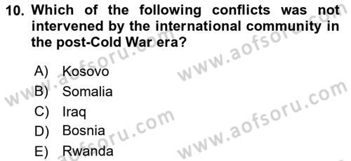International Security Dersi 2023 - 2024 Yılı Yaz Okulu Sınav Soruları 10. Soru