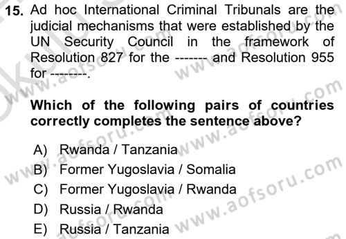 International Security Dersi 2023 - 2024 Yılı Yaz Okulu Sınav Soruları 15. Soru