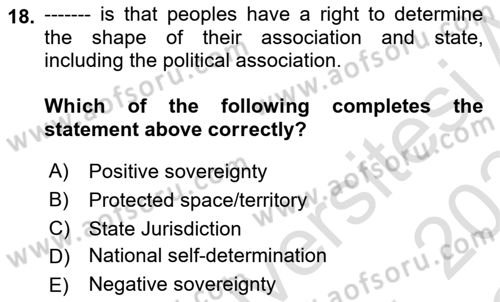 International Security Dersi 2023 - 2024 Yılı Yaz Okulu Sınav Soruları 18. Soru