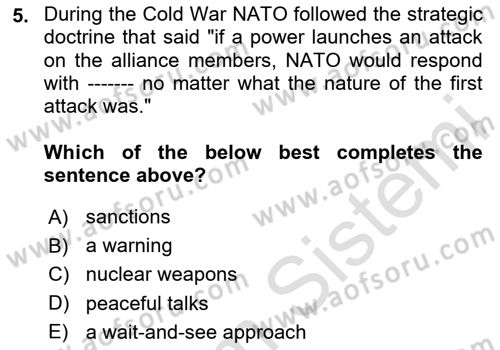 International Security Dersi 2023 - 2024 Yılı Yaz Okulu Sınav Soruları 5. Soru