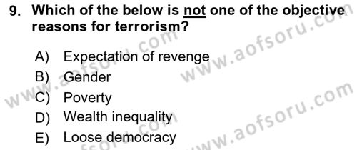 International Security Dersi 2023 - 2024 Yılı Yaz Okulu Sınav Soruları 9. Soru