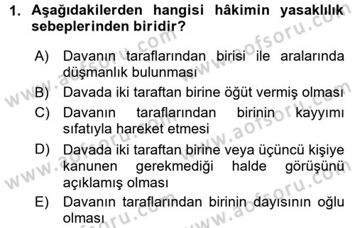 Medeni Usul Hukukuna Giriş Dersi 2020 - 2021 Yılı Yaz Okulu Sınav Soruları 1. Soru