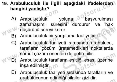Medeni Usul Hukukuna Giriş Dersi 2020 - 2021 Yılı Yaz Okulu Sınav Soruları 19. Soru