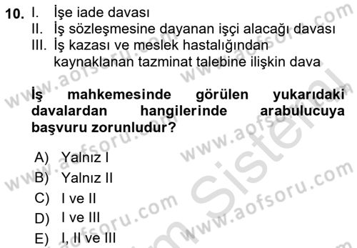 Medeni Usul Hukukuna Giriş Dersi 2021 - 2022 Yılı (Vize) Ara Sınav Soruları 10. Soru