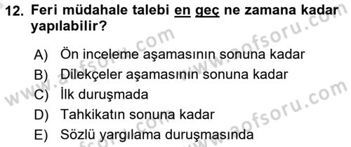 Medeni Usul Hukukuna Giriş Dersi 2021 - 2022 Yılı (Vize) Ara Sınav Soruları 12. Soru