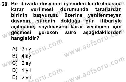 Medeni Usul Hukukuna Giriş Dersi Ara Sınavı Deneme Sınav Soruları 20. Soru