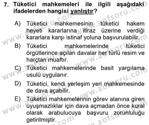 Medeni Usul Hukukuna Giriş Dersi 2021 - 2022 Yılı (Vize) Ara Sınav Soruları 7. Soru