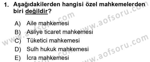 Medeni Usul Hukukuna Giriş Dersi 2022 - 2023 Yılı (Vize) Ara Sınav Soruları 1. Soru