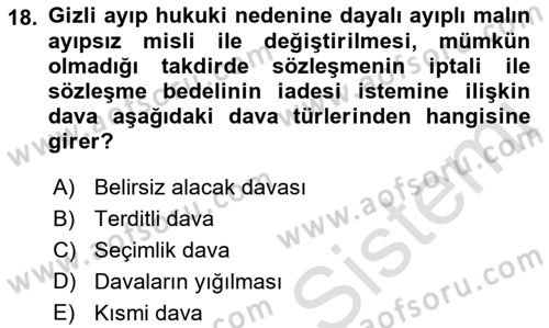 Medeni Usul Hukukuna Giriş Dersi Ara Sınavı Deneme Sınav Soruları 18. Soru