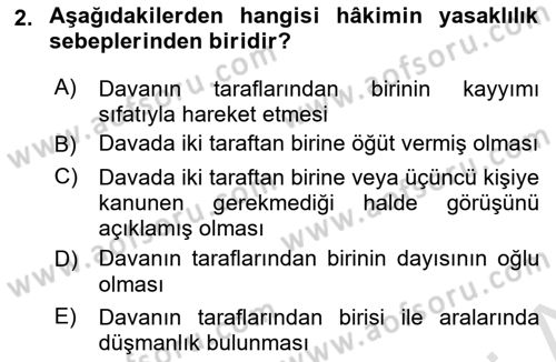 Medeni Usul Hukukuna Giriş Dersi Ara Sınavı Deneme Sınav Soruları 2. Soru