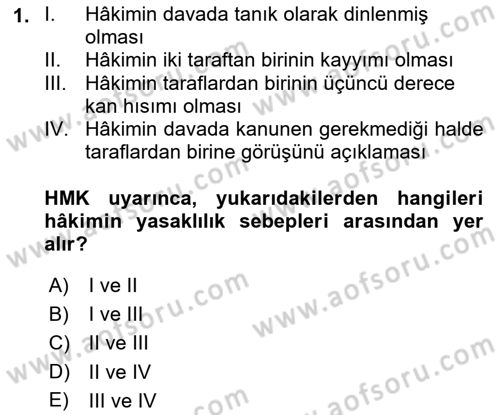 Medeni Usul Hukukuna Giriş Dersi 2022 - 2023 Yılı Yaz Okulu Sınav Soruları 1. Soru