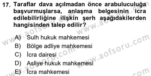 Medeni Usul Hukukuna Giriş Dersi 2022 - 2023 Yılı Yaz Okulu Sınav Soruları 17. Soru