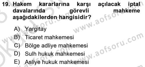 Medeni Usul Hukukuna Giriş Dersi 2022 - 2023 Yılı Yaz Okulu Sınav Soruları 19. Soru
