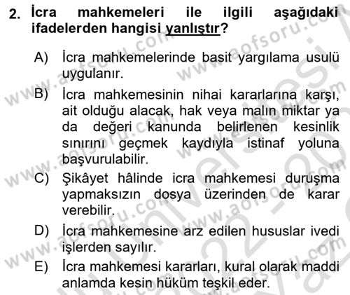 Medeni Usul Hukukuna Giriş Dersi 2022 - 2023 Yılı Yaz Okulu Sınav Soruları 2. Soru