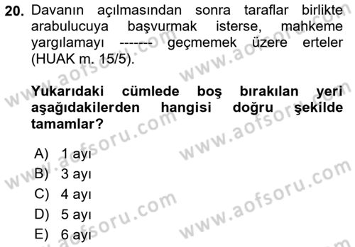 Medeni Usul Hukukuna Giriş Dersi 2022 - 2023 Yılı Yaz Okulu Sınav Soruları 20. Soru