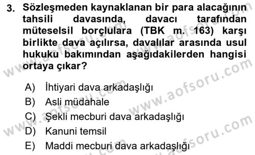 Medeni Usul Hukukuna Giriş Dersi 2022 - 2023 Yılı Yaz Okulu Sınav Soruları 3. Soru