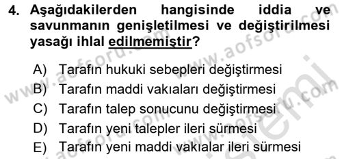 Medeni Usul Hukukuna Giriş Dersi 2022 - 2023 Yılı Yaz Okulu Sınav Soruları 4. Soru