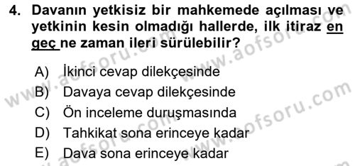 Medeni Usul Hukukuna Giriş Dersi 2023 - 2024 Yılı Yaz Okulu Sınav Soruları 4. Soru
