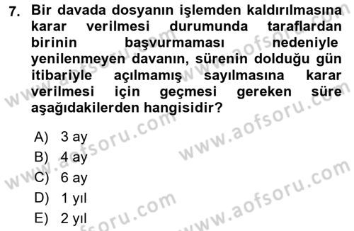 Medeni Usul Hukukuna Giriş Dersi 2023 - 2024 Yılı Yaz Okulu Sınav Soruları 7. Soru