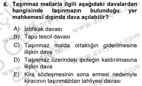 Medeni Usul Hukukuna Giriş Dersi Ara Sınavı Deneme Sınav Soruları 6. Soru