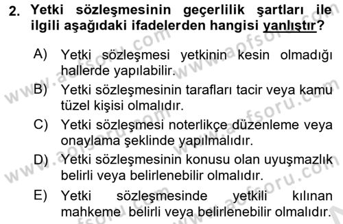 Medeni Usul Hukukuna Giriş Dersi 2024 - 2025 Yılı (Final) Dönem Sonu Sınav Soruları 2. Soru