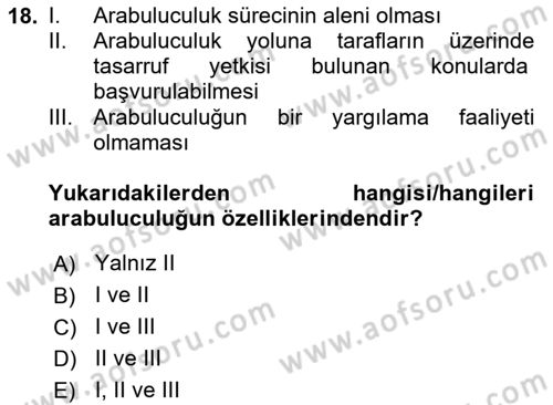 Medeni Usul Hukukuna Giriş Dersi 2024 - 2025 Yılı Yaz Okulu Sınav Soruları 18. Soru