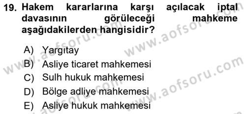 Medeni Usul Hukukuna Giriş Dersi 2024 - 2025 Yılı Yaz Okulu Sınav Soruları 19. Soru