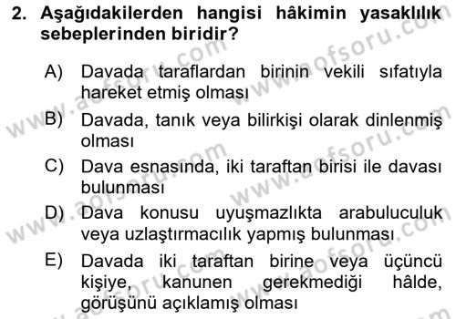 Medeni Usul Hukukuna Giriş Dersi 2024 - 2025 Yılı Yaz Okulu Sınav Soruları 2. Soru