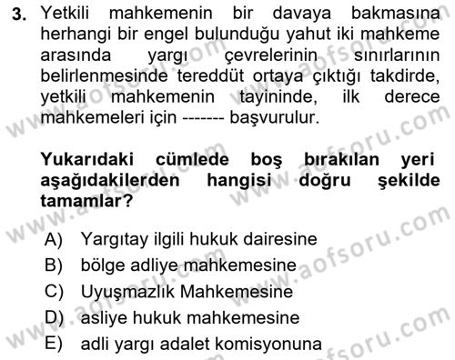 Medeni Usul Hukukuna Giriş Dersi 2024 - 2025 Yılı Yaz Okulu Sınav Soruları 3. Soru