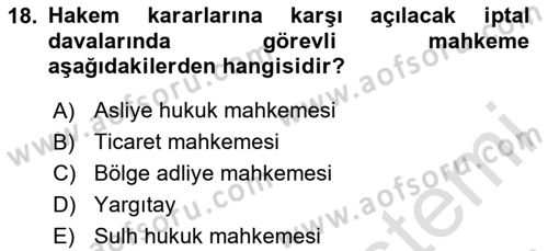 Medeni Usul Hukukuna Giriş Dersi 2025 - 2026 Yılı (Final) Dönem Sonu Sınav Soruları 18. Soru