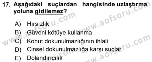 Ceza Hukuku Bilgisi Dersi 2020 - 2021 Yılı Yaz Okulu Sınavı 17. Soru